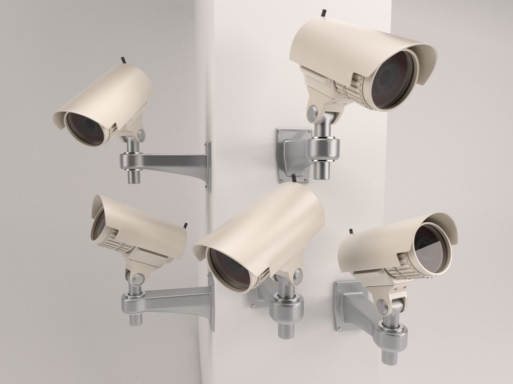 Plan view of a property with CCTV cameras covering its boundary