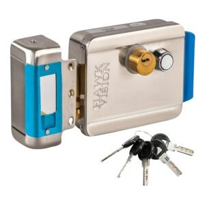 Electronic Main Door Lock | Double Door Compatible | Stainless Steel Body with 5 Computerized Keys | 12-24V DC Powered High-Security Lock for Homes, Offices, Shops & Apartment Entrances